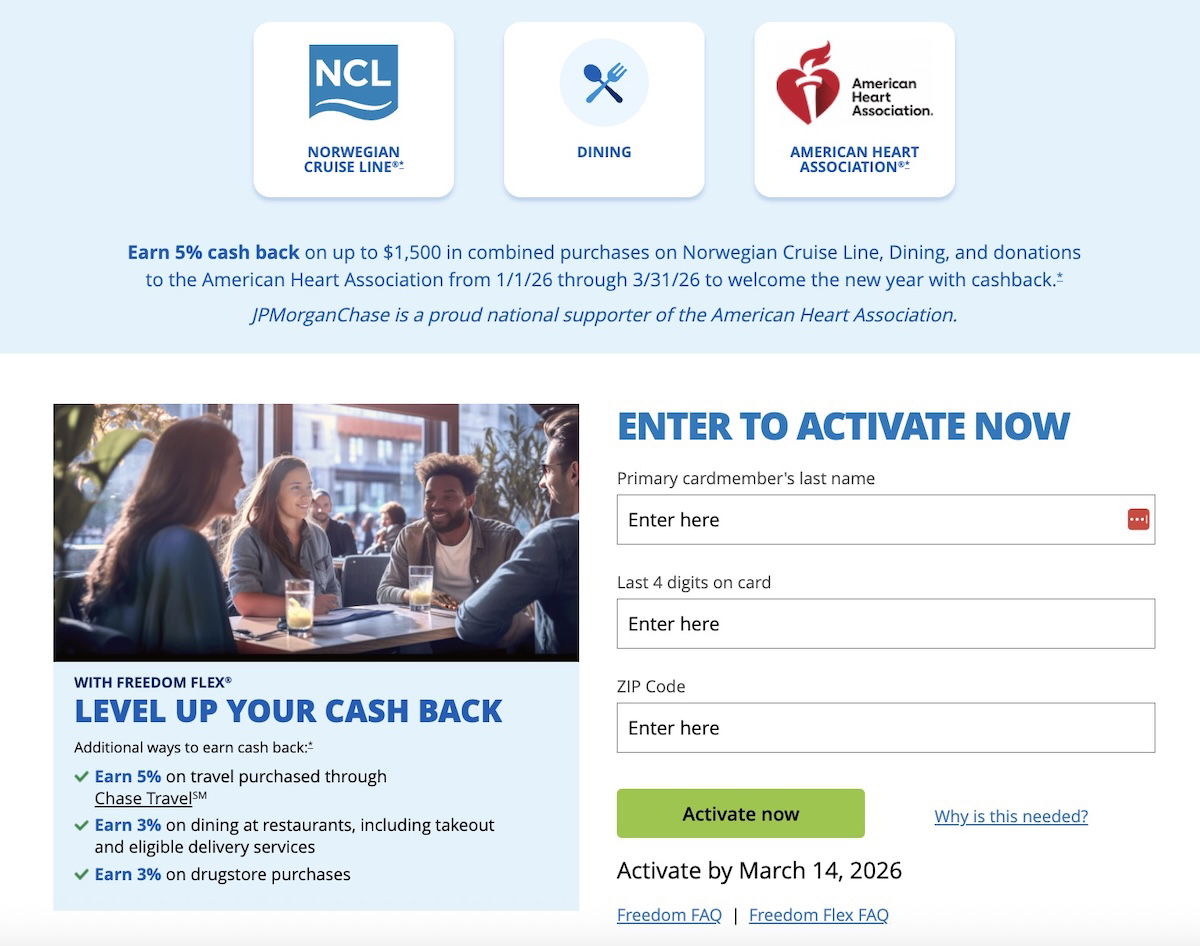 Register Today for Chase Freedom Flex Q1 2026 5x Points Options