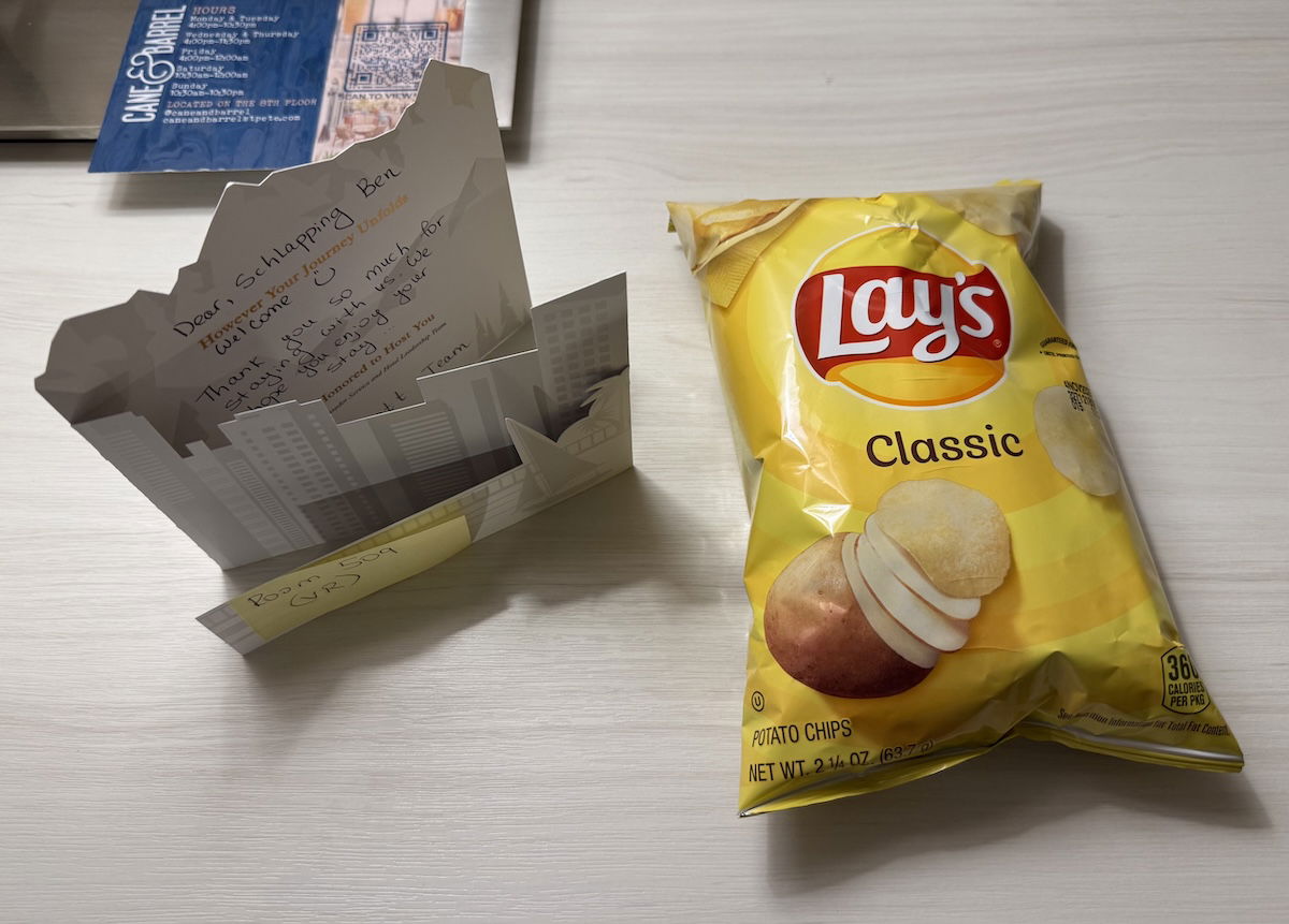 A Surprising and Distinctive Hotel Welcome Amenity Encounter