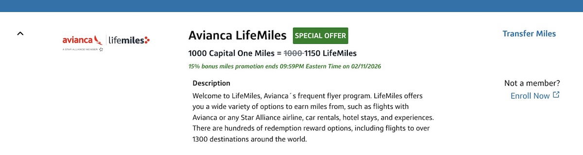 Assessing the Worth of Shifting Capital One Miles to Avianca Lifemiles with a 15% Incentive