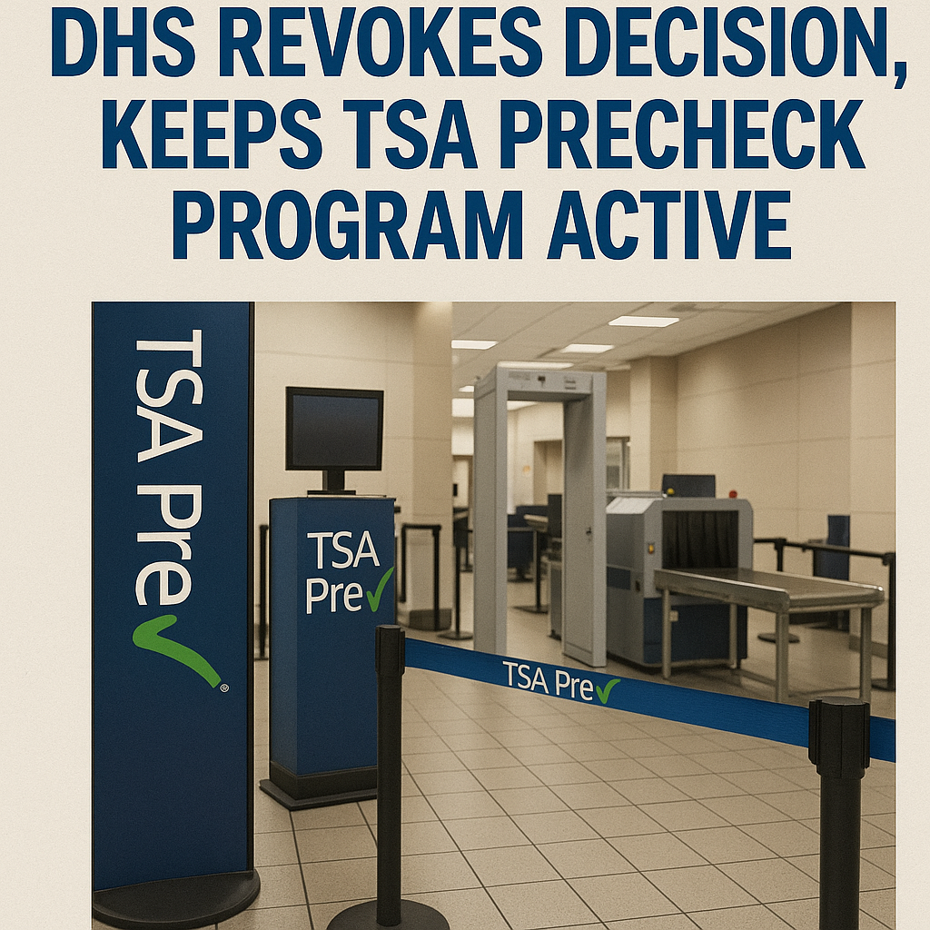 DHS Revokes Decision, Keeps TSA PreCheck Program Active