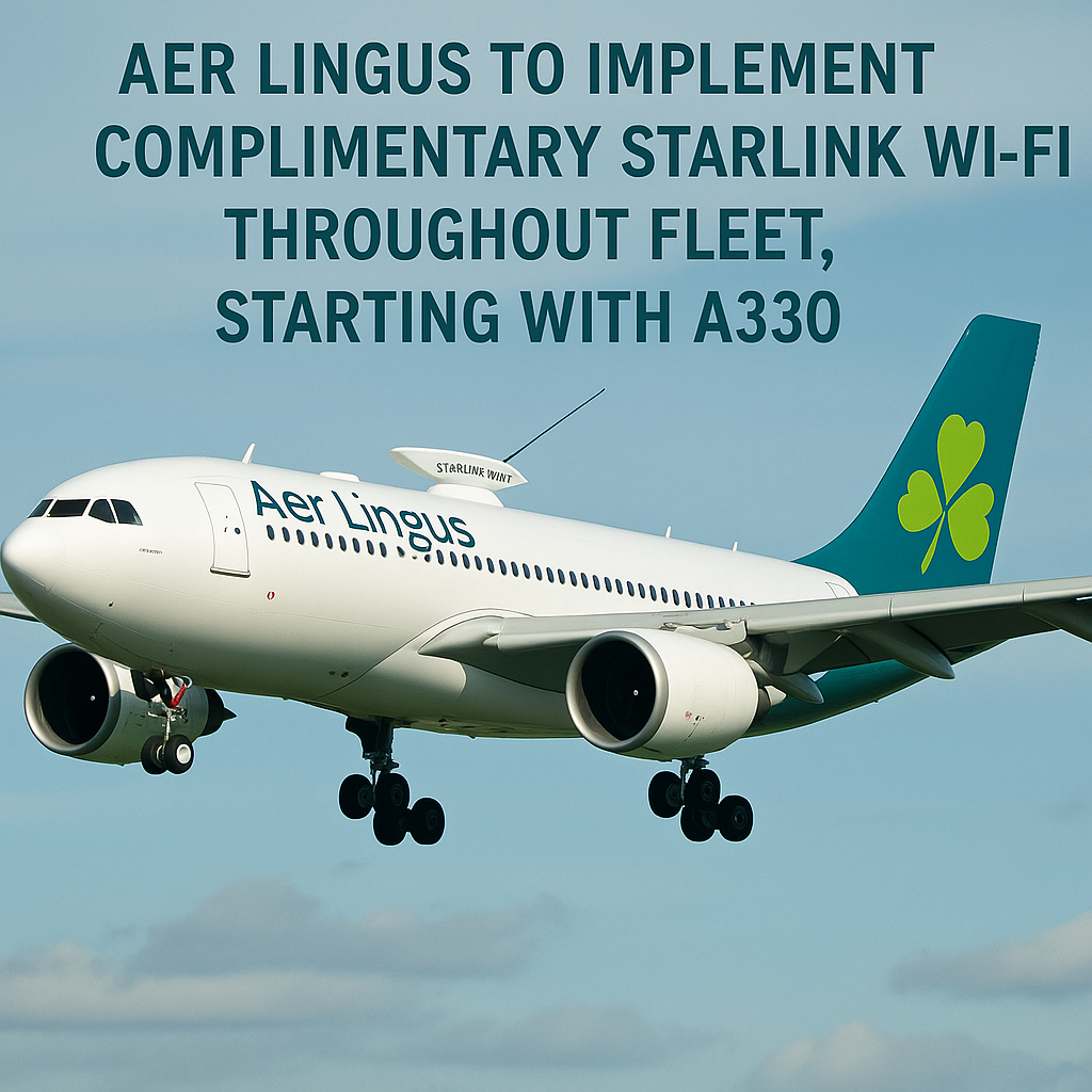 Aer Lingus to Implement Complimentary Starlink Wi-Fi Throughout Fleet, Starting with A330