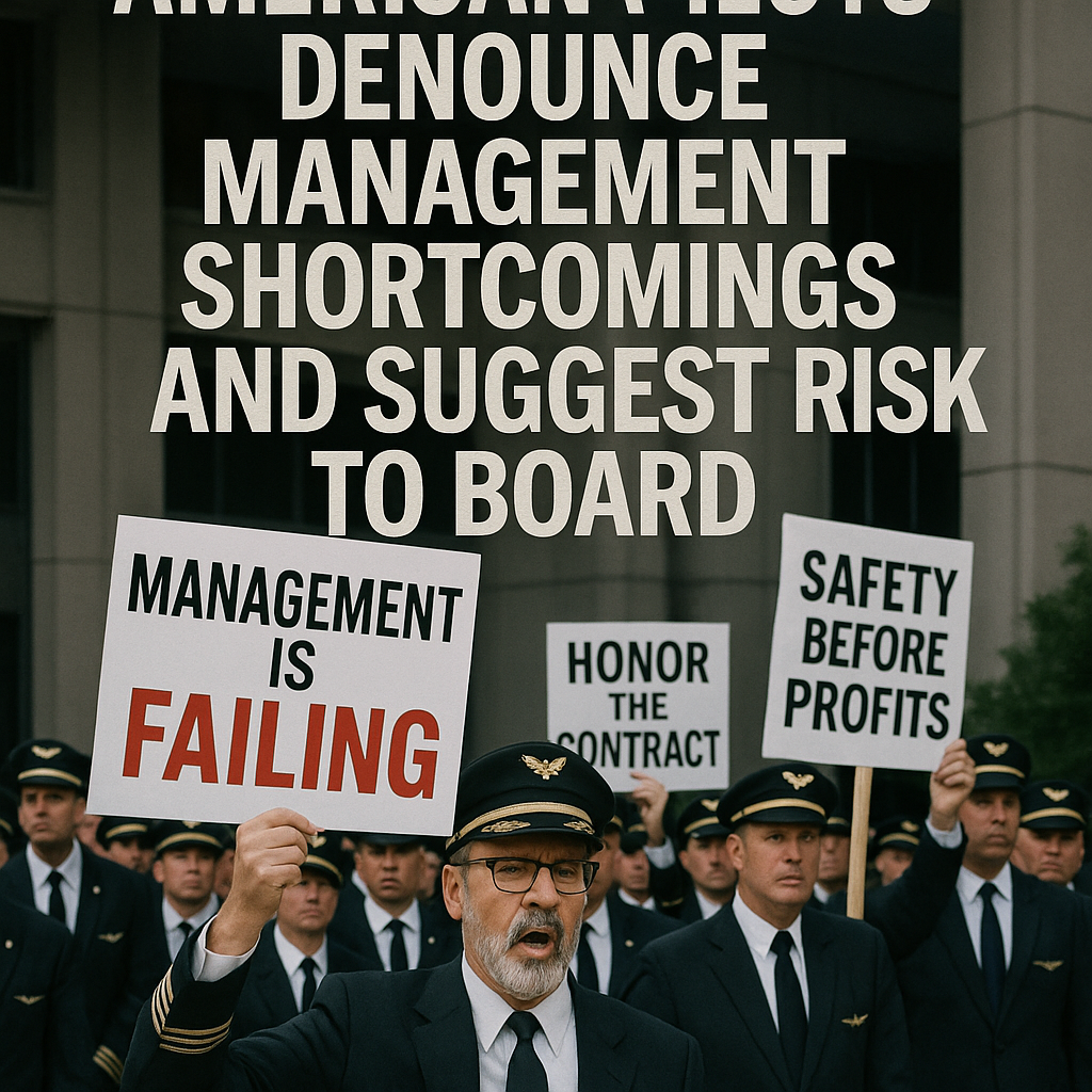 American Pilots Denounce Management Shortcomings and Suggest Risk to Board