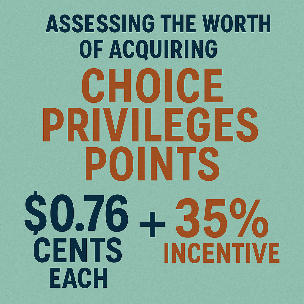 Assessing the Worth of Acquiring Choice Privileges Points at 0.76 Cents Each with a 35% Incentive