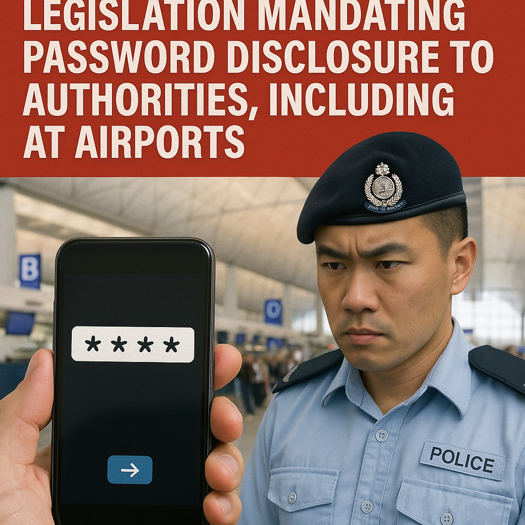 Hong Kong Implements Legislation Mandating Password Disclosure to Authorities, Including at Airports