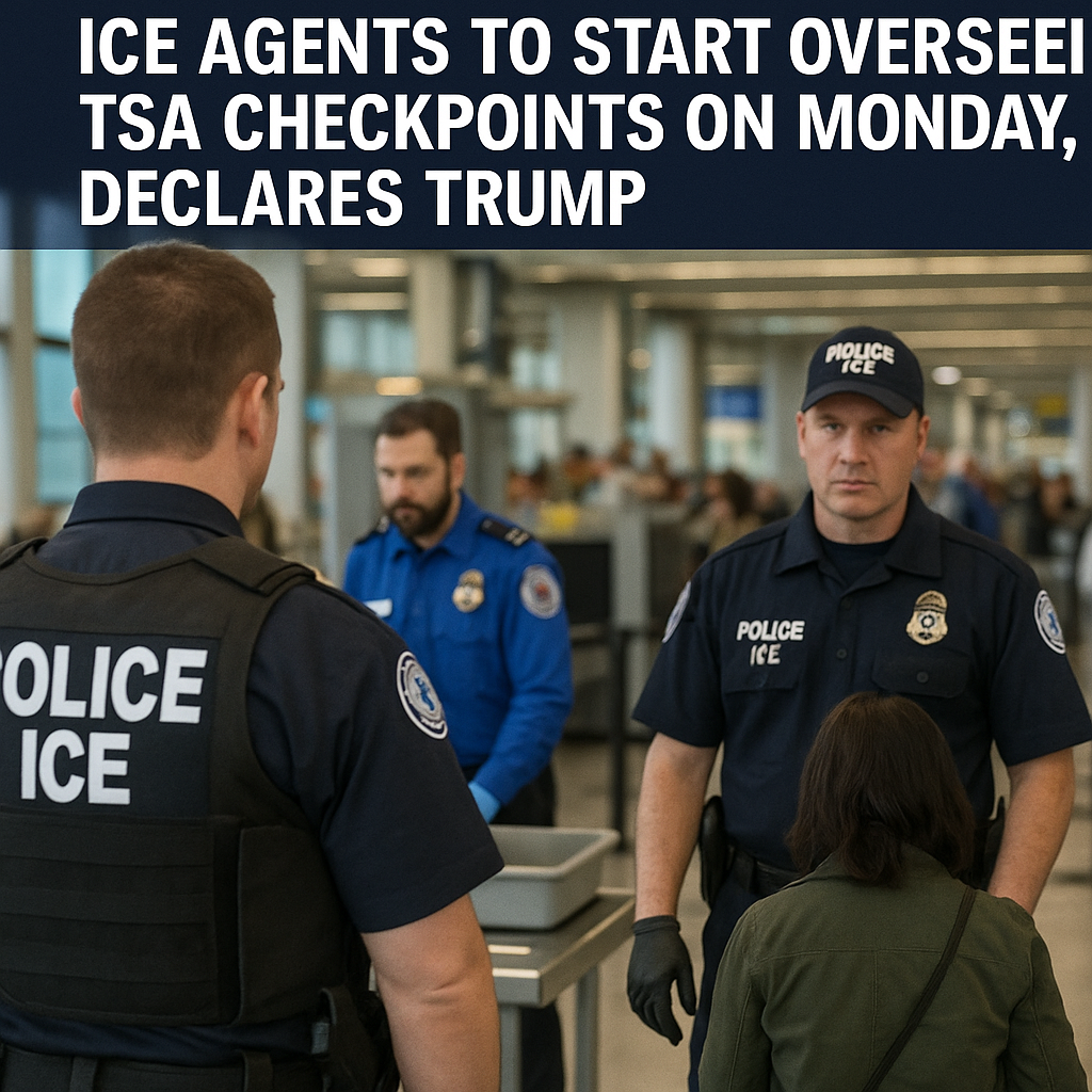 ICE Agents to Start Overseeing TSA Checkpoints on Monday, Declares Trump