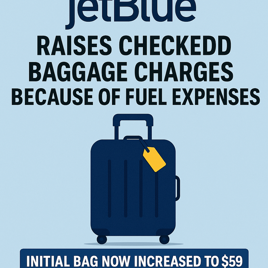 JetBlue Raises Checked Baggage Charges Because of Fuel Expenses: Initial Bag Now Increased to $59