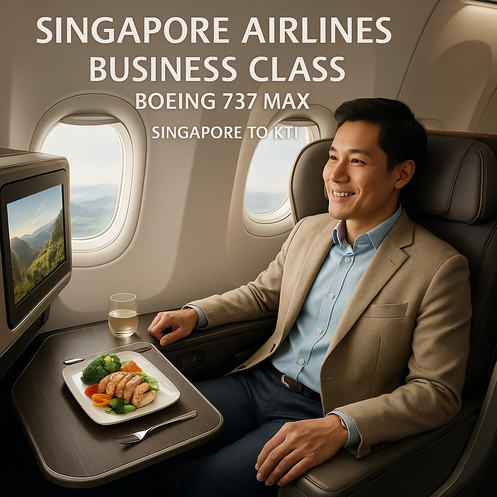 Singapore Airlines Business Class Journey on Boeing 737 MAX from Singapore to KTI