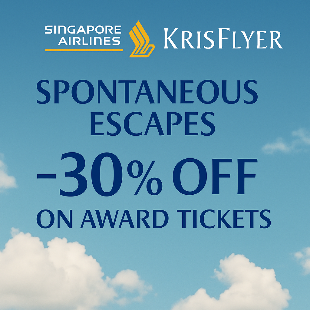 Singapore Airlines KrisFlyer Provides 30% Off on Award Tickets during Spontaneous Escapes Promotion