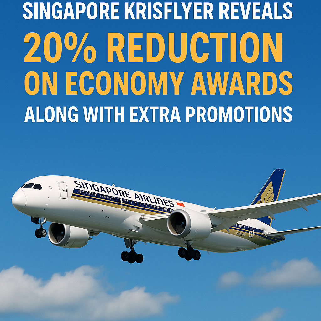 Singapore KrisFlyer Reveals 20% Reduction on Economy Awards along with Extra Promotions