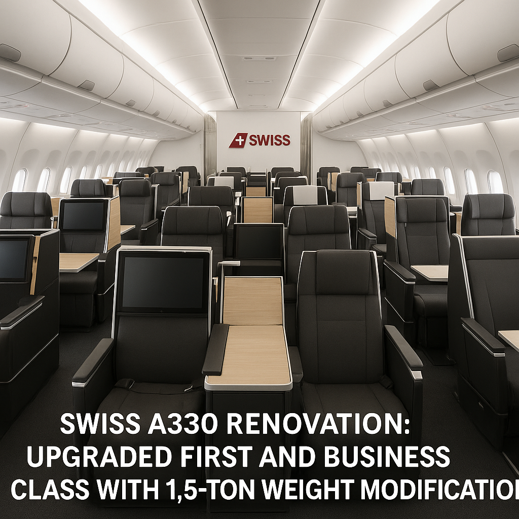 SWISS A330 Renovation: Upgraded First and Business Class with 1.5-Ton Weight Modification