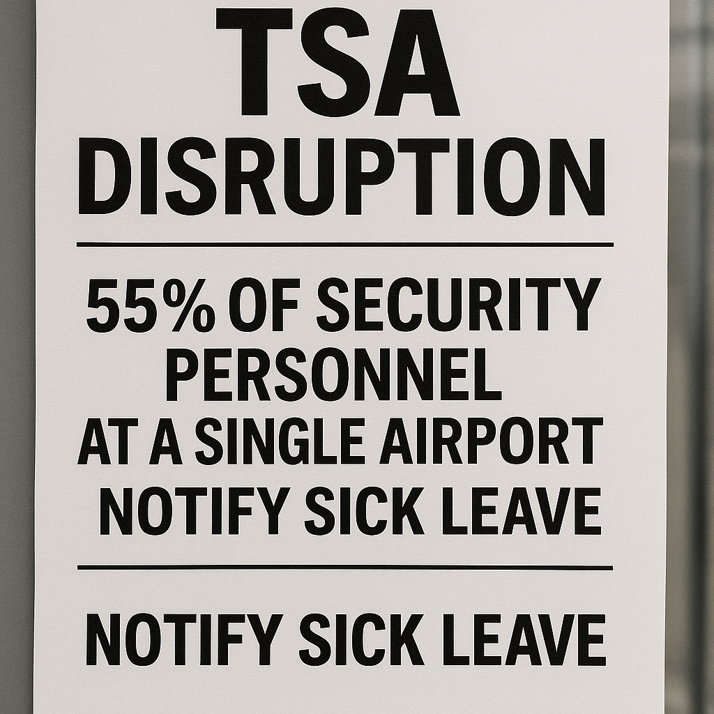 TSA Disruption: 55% of Security Personnel at a Single Airport Notify Sick Leave
