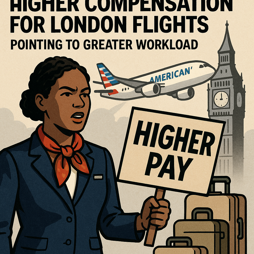 American Flight Attendants Seek Higher Compensation for London Flights, Pointing to Greater Workload