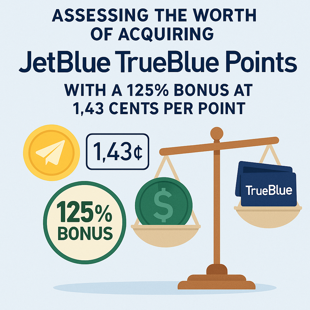 Assessing the Worth of Acquiring JetBlue TrueBlue Points with a 125% Bonus at 1.43 Cents per Point
