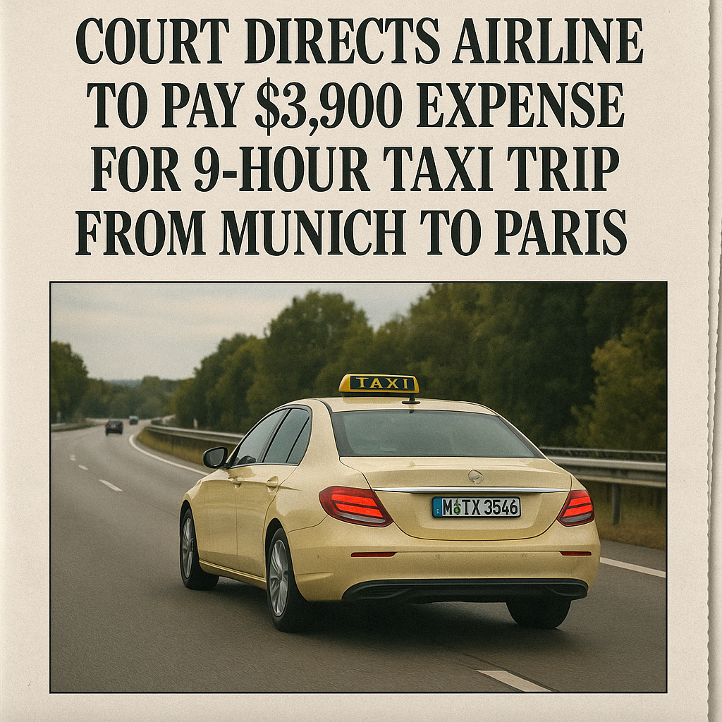 Court Directs Airline to Pay $3,900 Expense for 9-Hour Taxi Trip from Munich to Paris