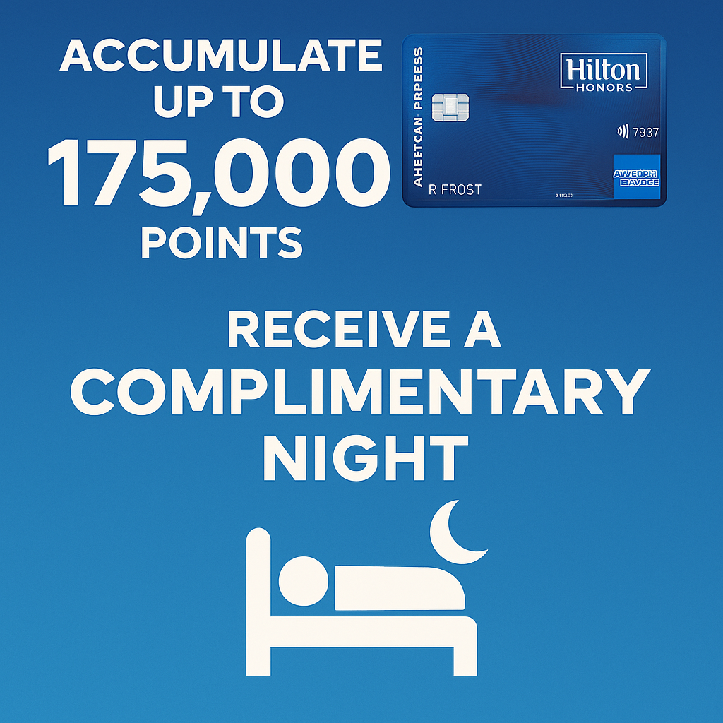 Hilton Honors American Express Card Promotions: Accumulate Up to 175,000 Points and Receive a Complimentary Night