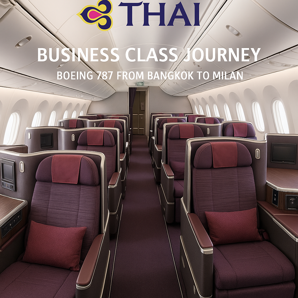 Thai Airways Business Class Journey on Boeing 787 from Bangkok to Milan