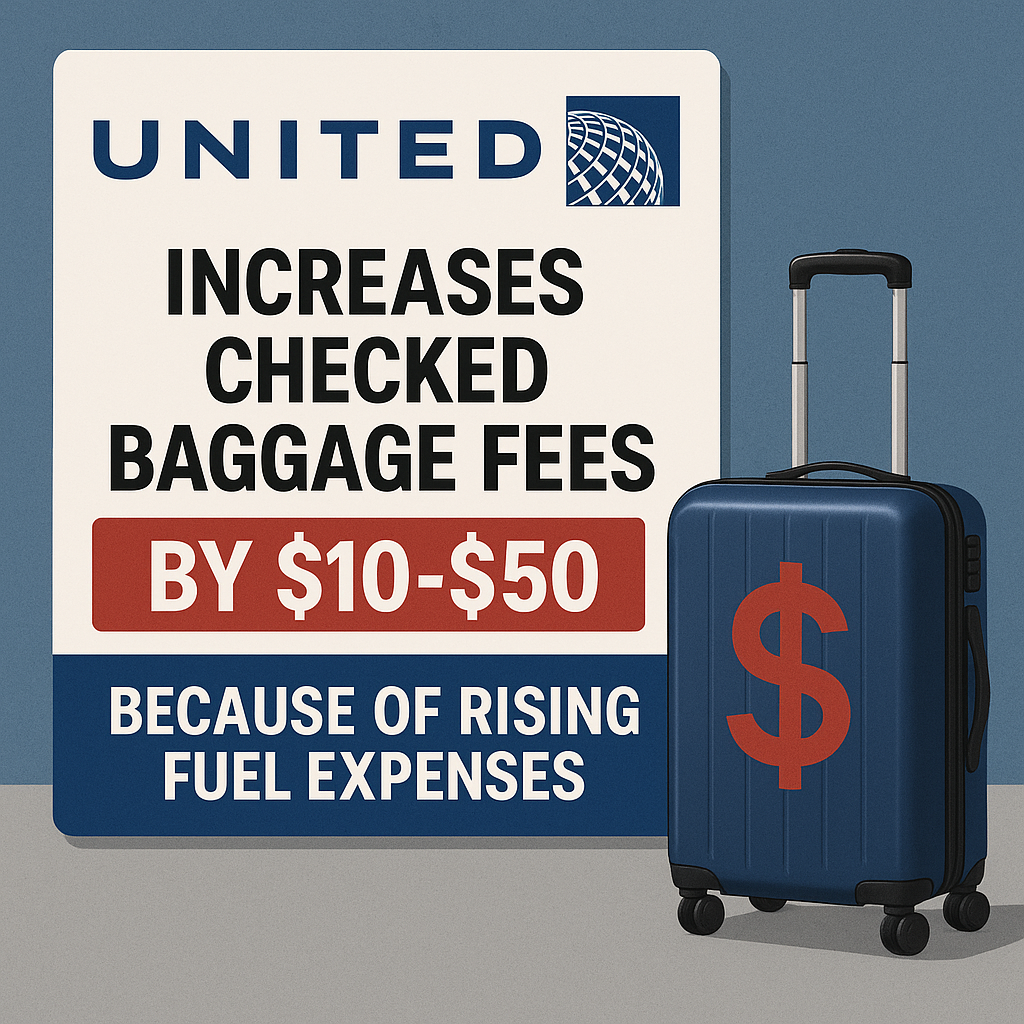 United Airlines Increases Checked Baggage Fees by $10-$50 Because of Rising Fuel Expenses