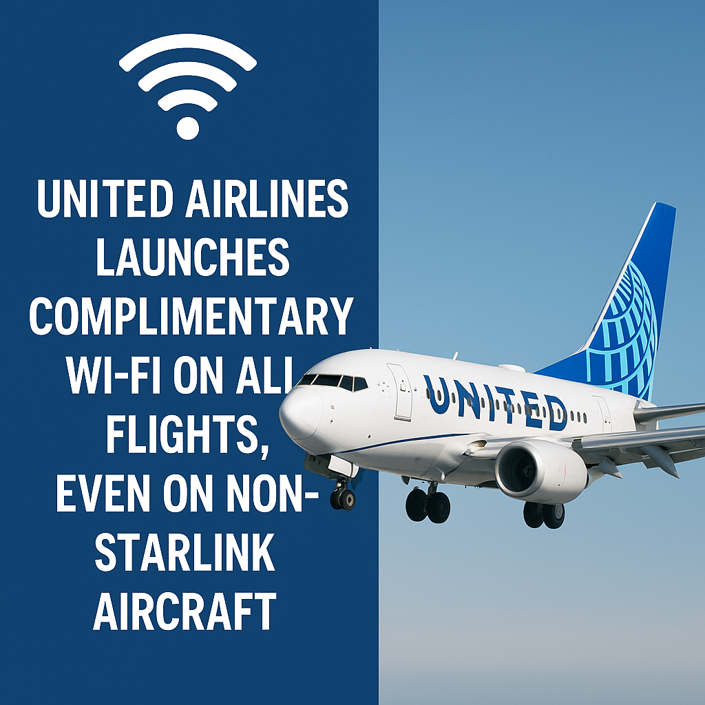 United Airlines Launches Complimentary Wi-Fi on All Flights, Even on Non-Starlink Aircraft