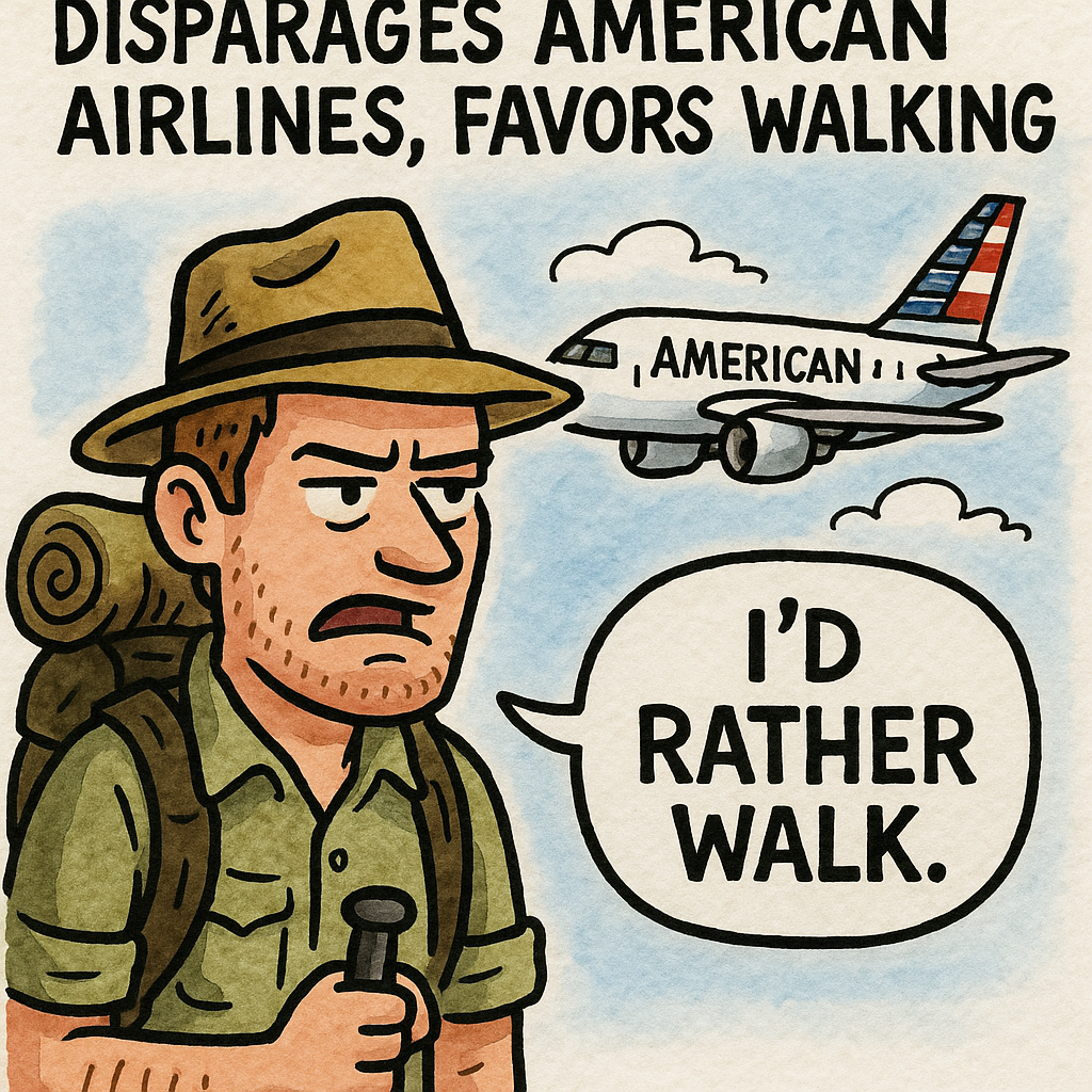 Unseasoned Explorer Disparages American Airlines, Favors Walking