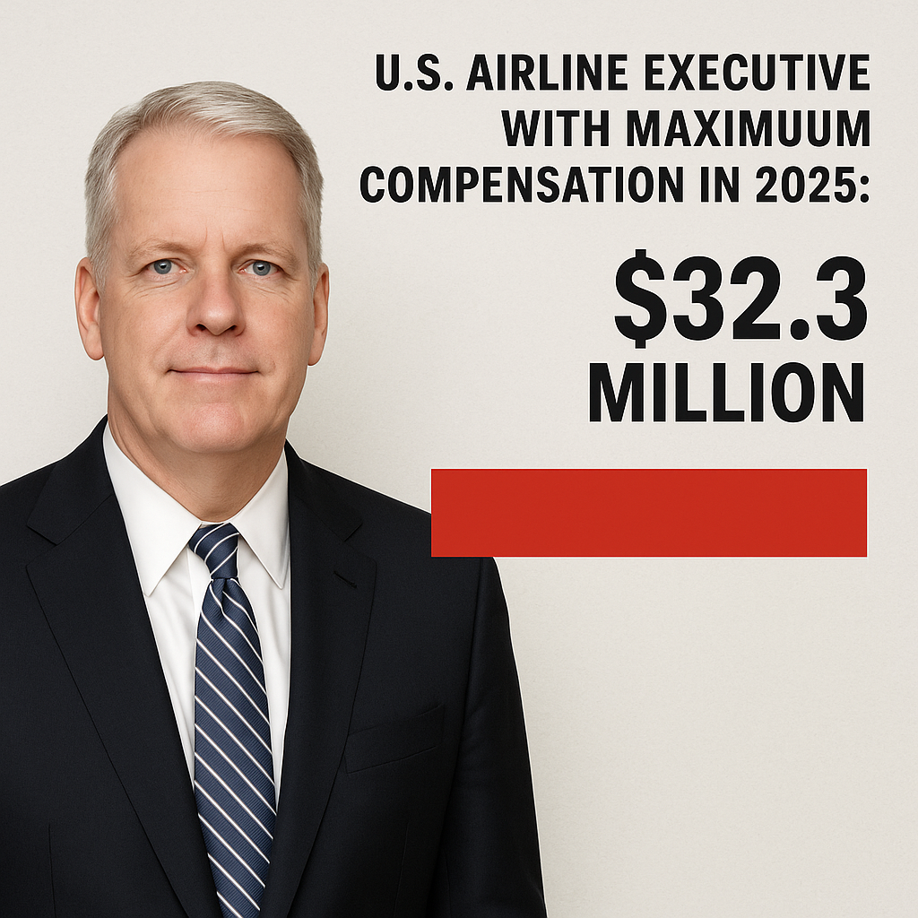 US Airline Executive with Maximum Compensation in 2025: $32.3 Million
