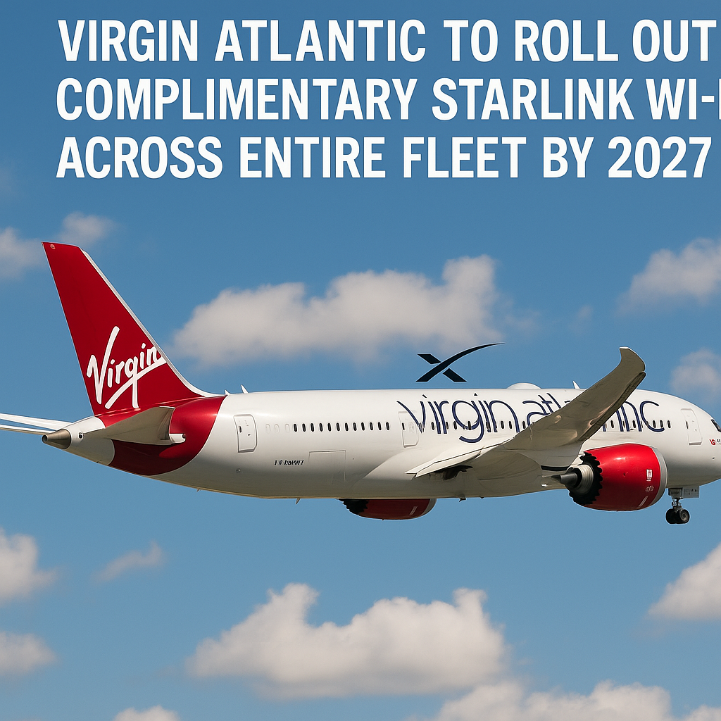 Virgin Atlantic to Roll Out Complimentary Starlink Wi-Fi Across Entire Fleet by 2027