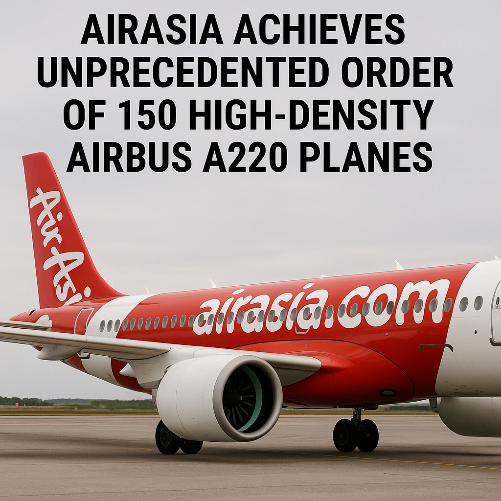 AirAsia Achieves Unprecedented Order of 150 High-Density Airbus A220 Planes