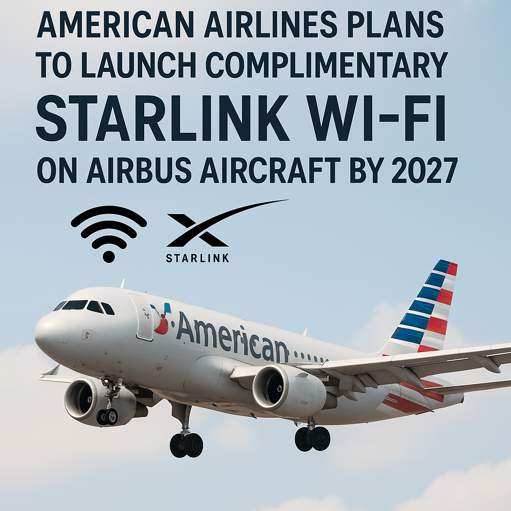 American Airlines Plans to Launch Complimentary Starlink Wi-Fi on Airbus Aircraft by 2027