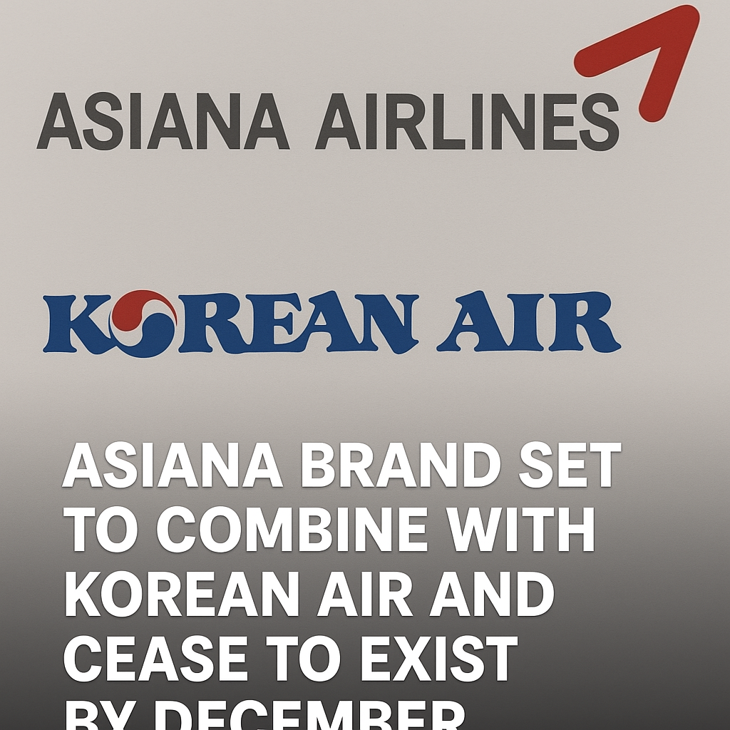 Asiana Brand Set to Combine with Korean Air and Cease to Exist by December