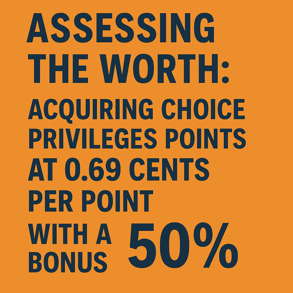 Assessing the Worth: Acquiring Choice Privileges Points at 0.69 Cents Per Point with a 50% Bonus
