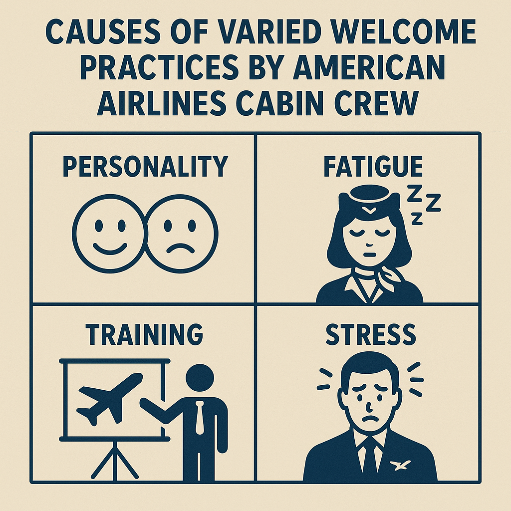 Causes of Varied Welcome Practices by American Airlines Cabin Crew