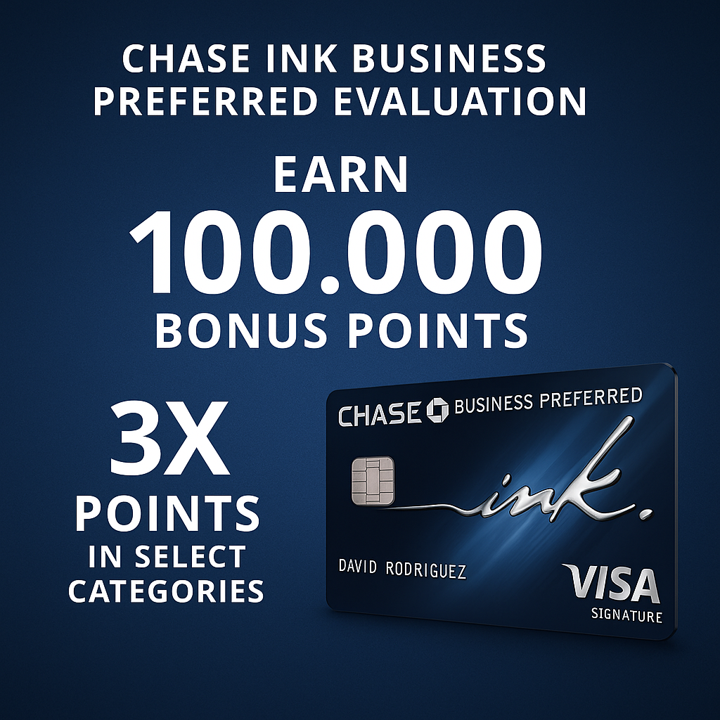 Chase Ink Business Preferred Evaluation: Obtain 100,000 Bonus Points and Triple Points in Certain Categories
