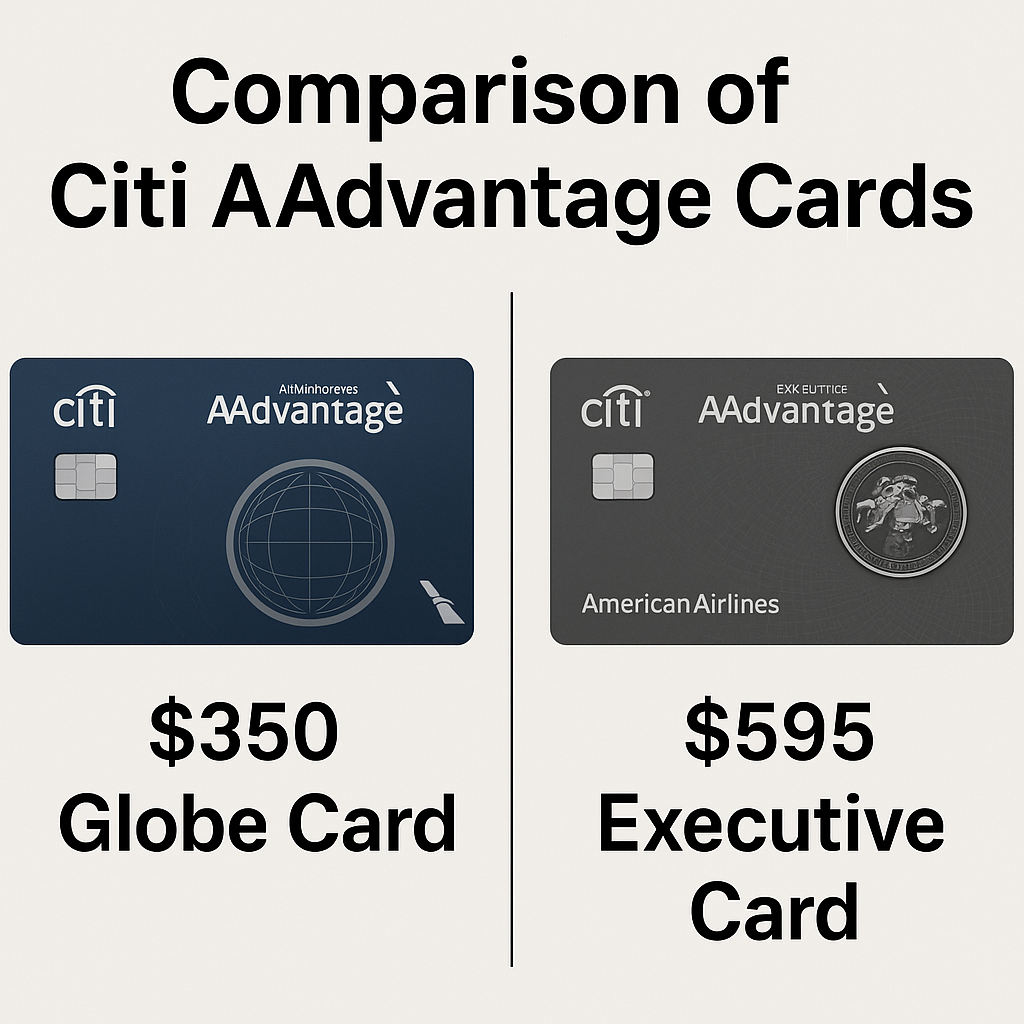 Comparison of Citi AAdvantage Cards: $350 Globe Card versus $595 Executive Card