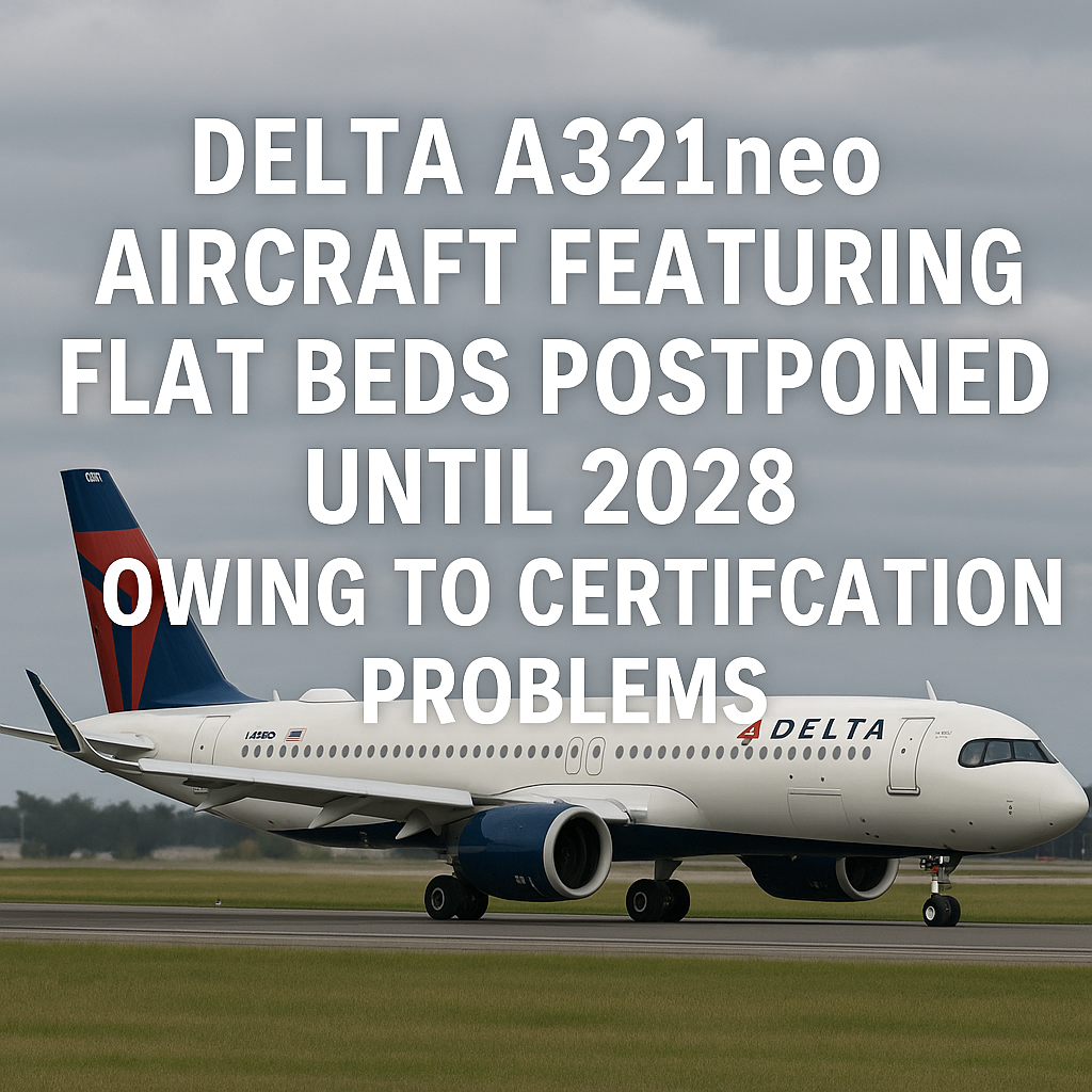 Delta A321neo Aircraft Featuring Flat Beds Postponed Until 2028 Owing to Certification Problems