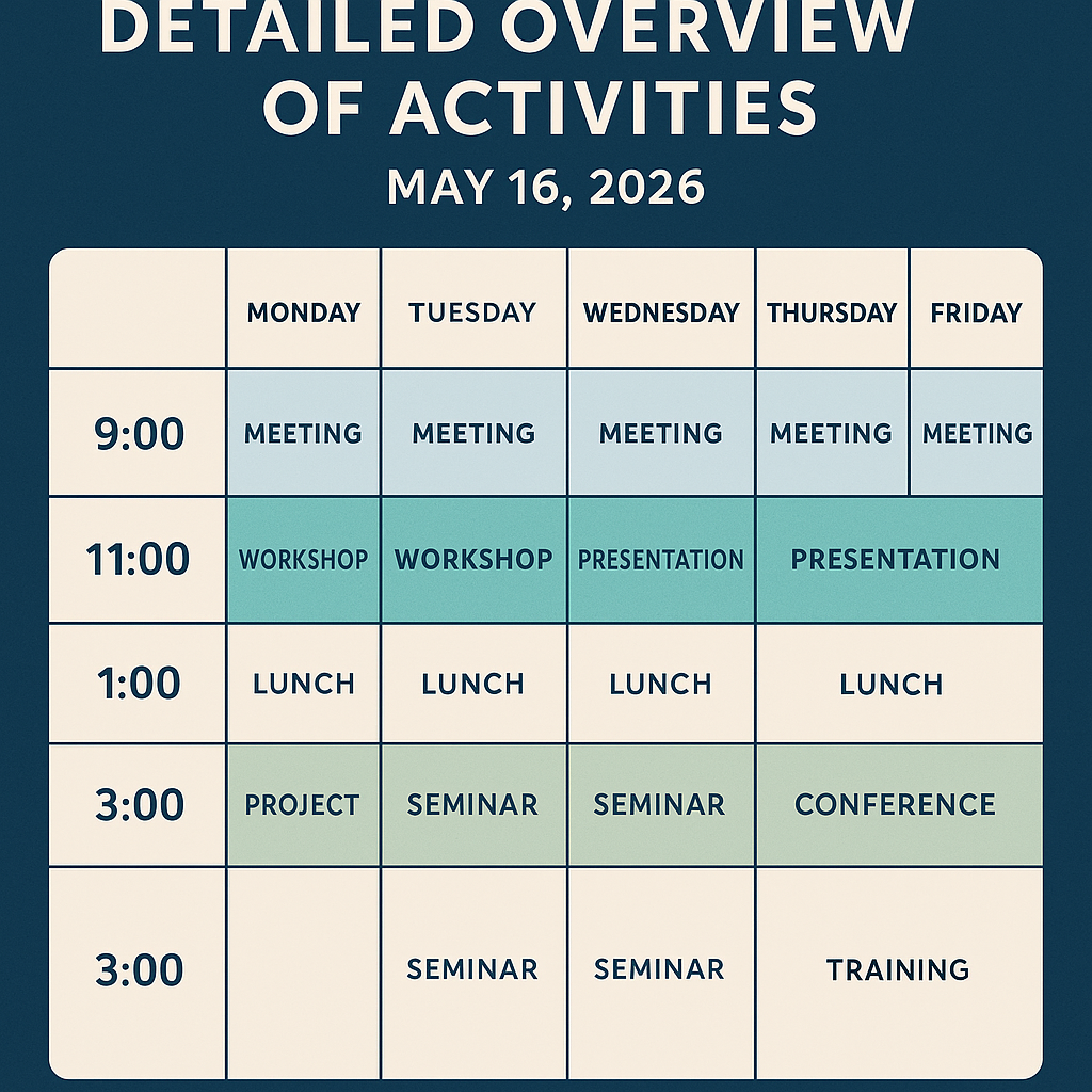 Detailed Overview of Activities for the Week of May 16, 2026
