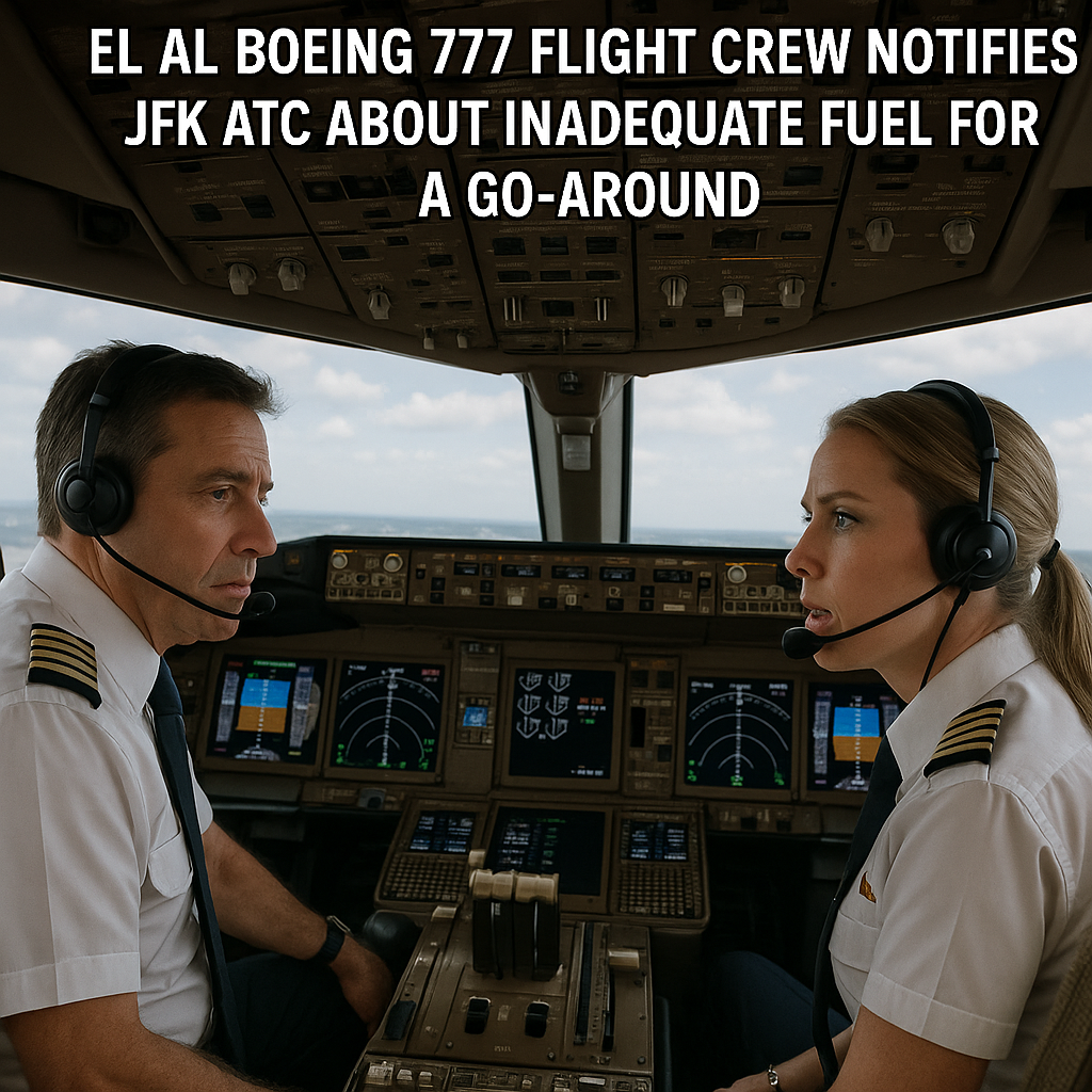 EL AL Boeing 777 flight crew notifies JFK ATC about inadequate fuel for a go-around.