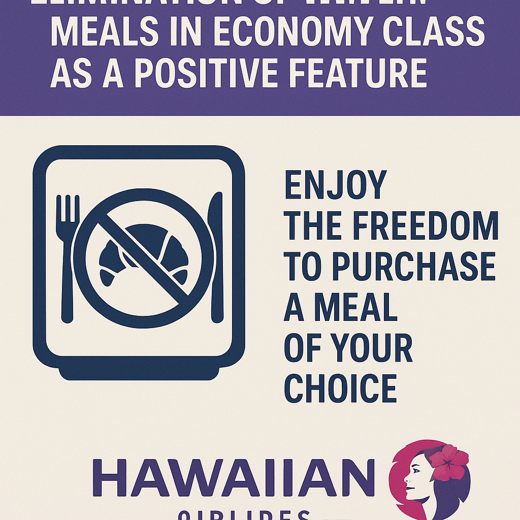 Hawaiian Airlines Reframes Elimination of Complimentary Meals in Economy Class as a Positive Feature