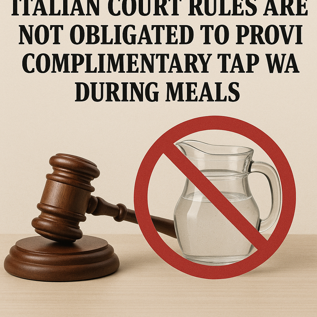 Italian Court Rules Hotels Are Not Obligated to Provide Complimentary Tap Water During Meals
