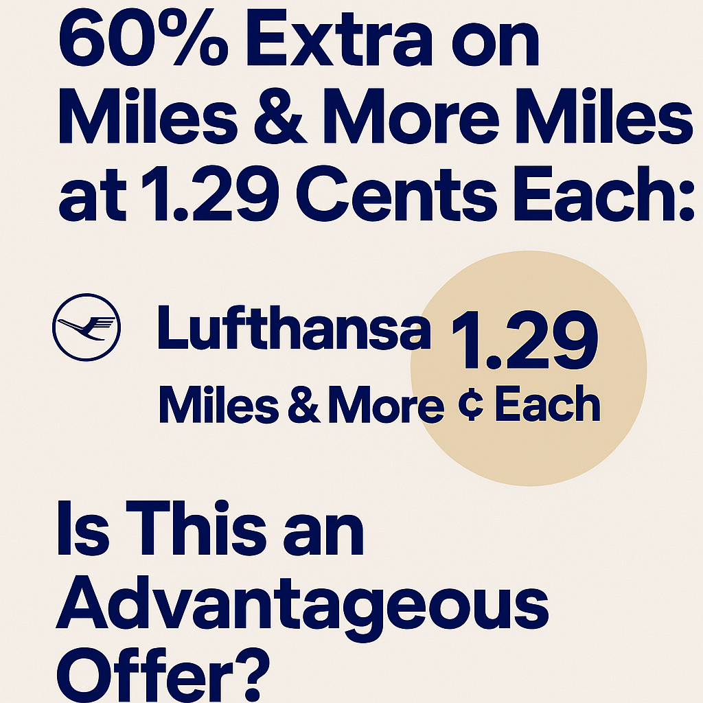 Lufthansa Provides 60% Extra on Miles & More Miles at 1.29 Cents Each: Is This an Advantageous Offer?