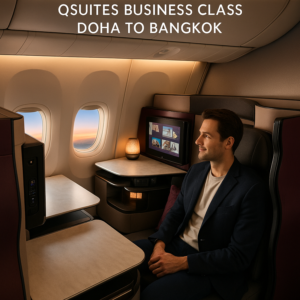 Qatar Airways Qsuites Business Class Journey on Boeing 777 from Doha to Bangkok