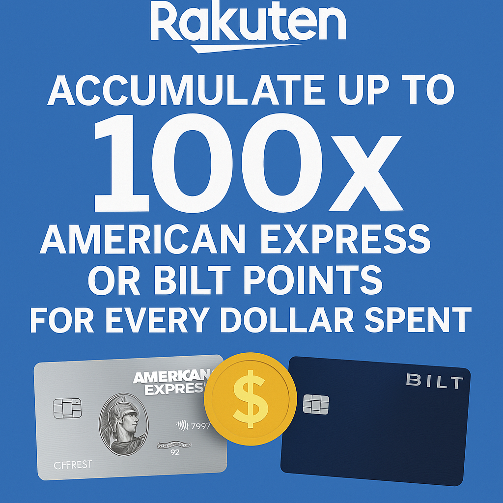 Rakuten Offer: Accumulate Up to 100x American Express or Bilt Points For Every Dollar Spent