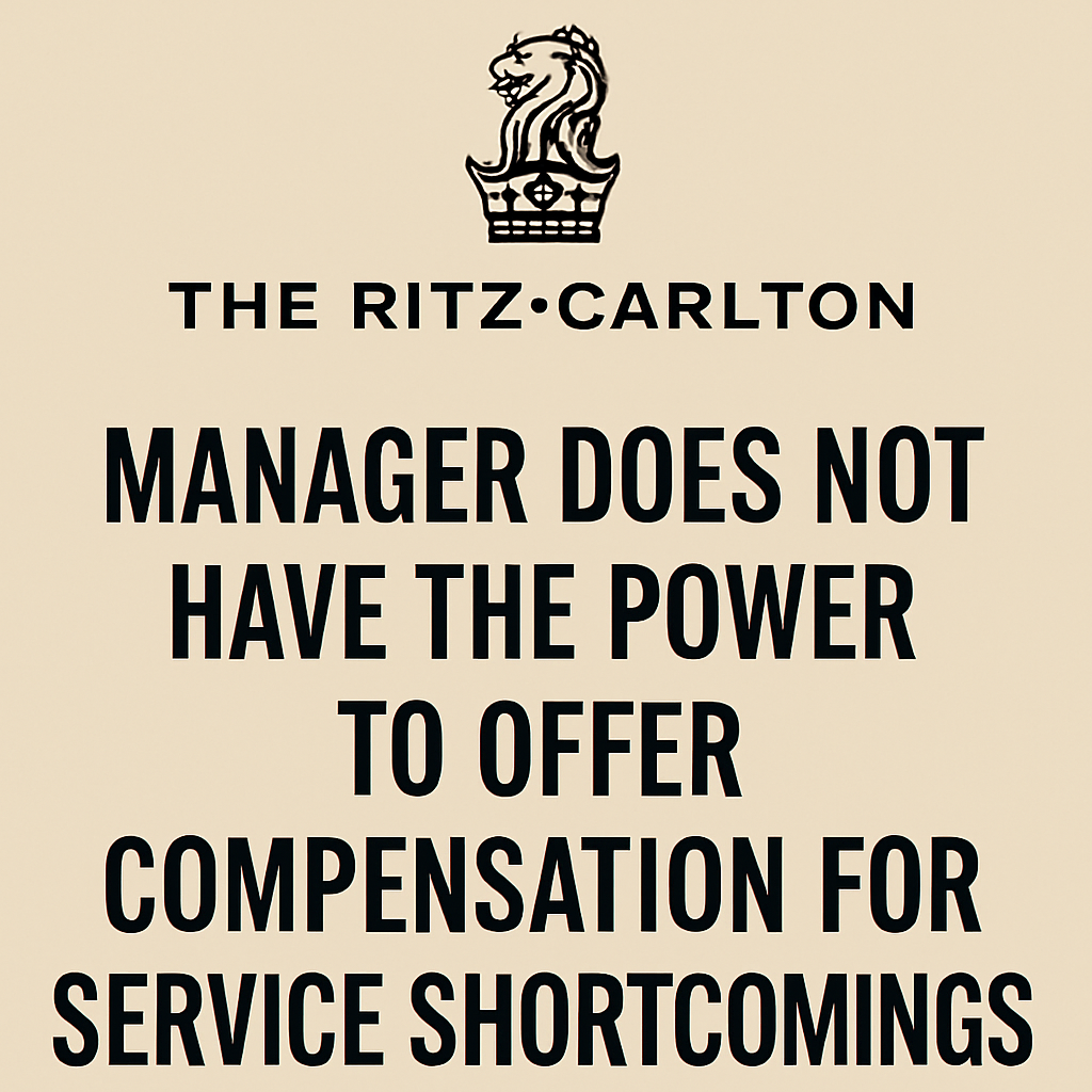 Ritz-Carlton Manager Does Not Have the Power to Offer Compensation for Service Shortcomings