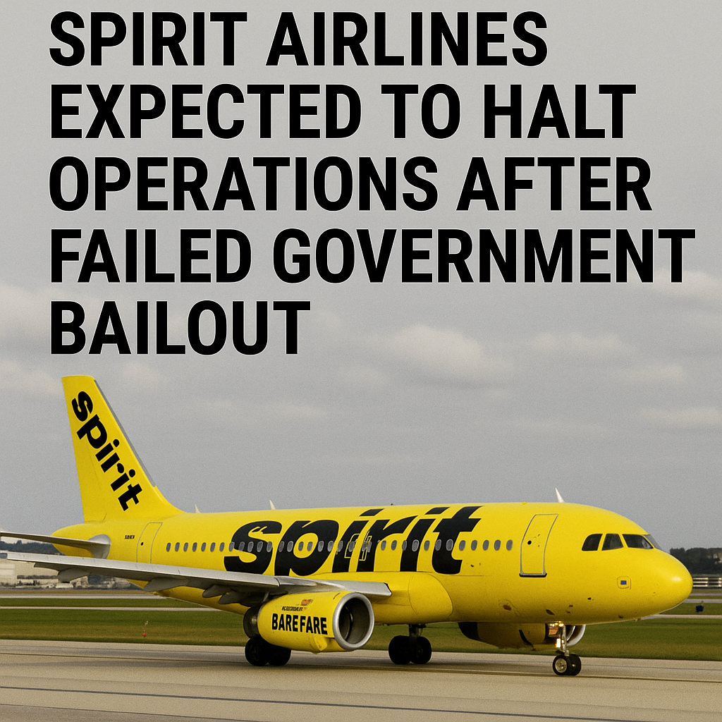 Spirit Airlines Expected to Halt Operations After Failed Government Bailout