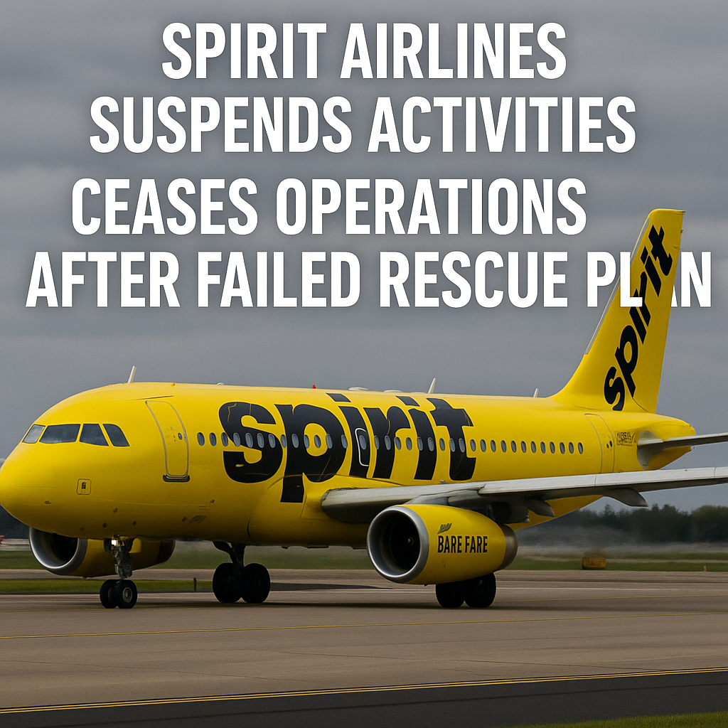 Spirit Airlines Suspends Activities and Ceases Operations After Failed Rescue Plan