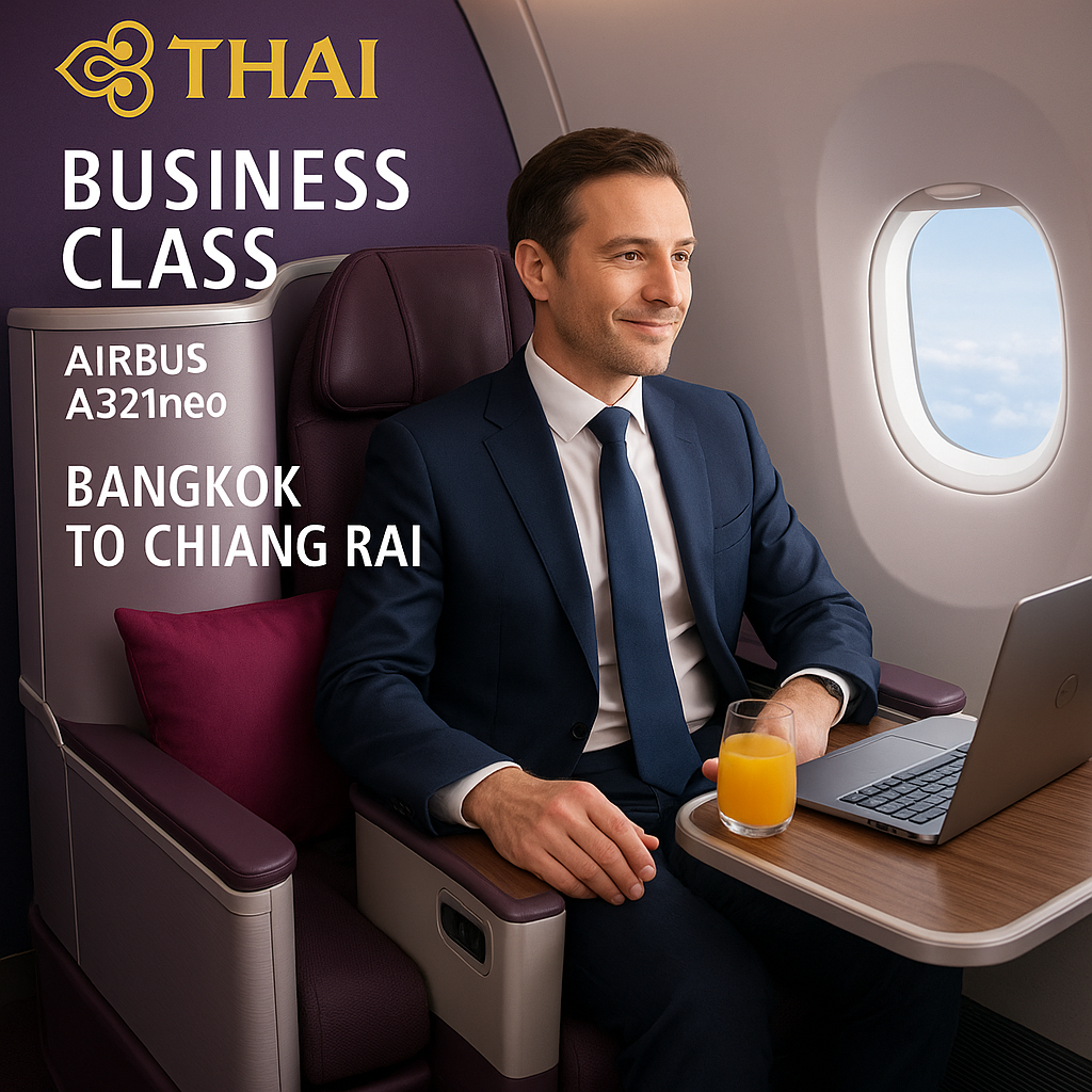 Thai Airways Business Class Journey on Airbus A321neo from Bangkok to Chiang Rai