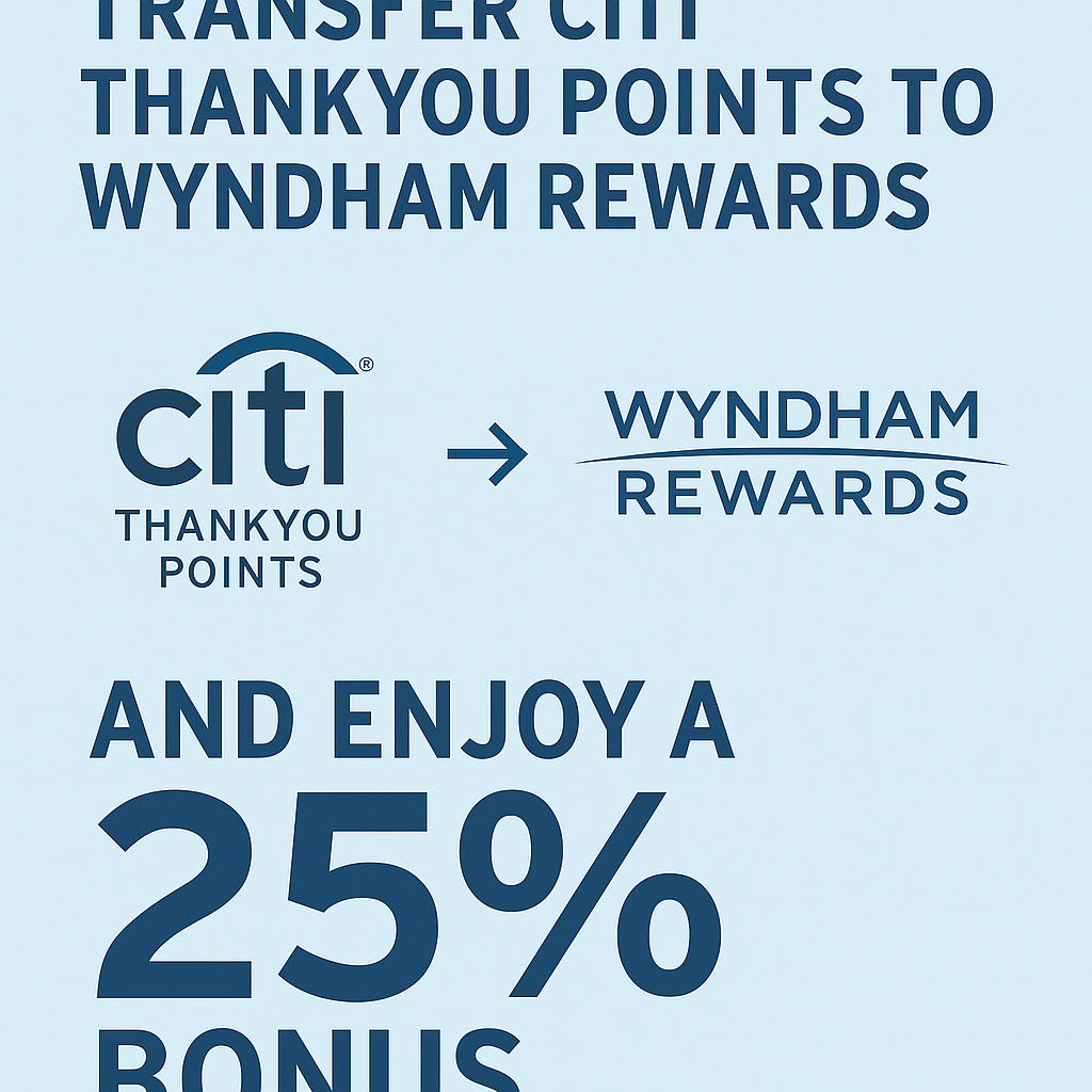 Transfer Citi ThankYou Points to Wyndham Rewards and Enjoy a 25% Bonus