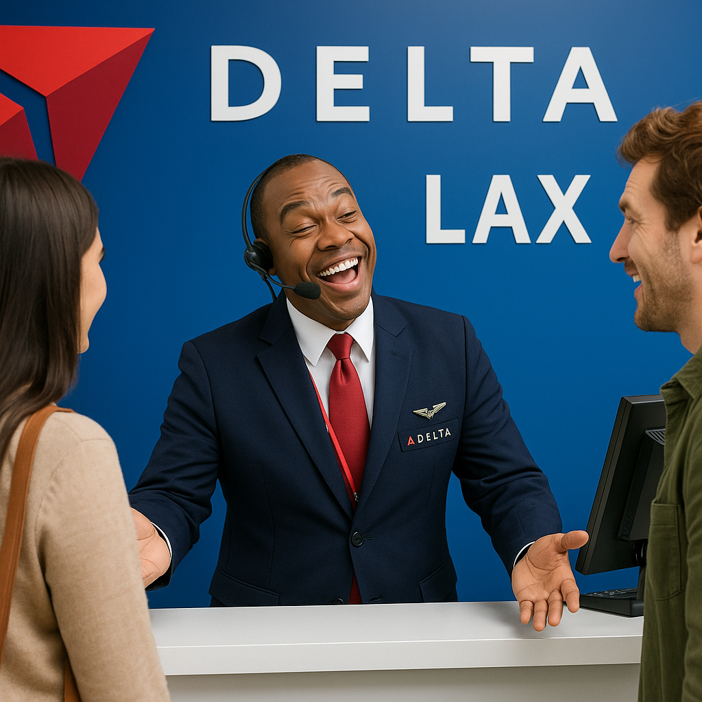 Amusing Delta Customer Support Representative at LAX Charms Passengers