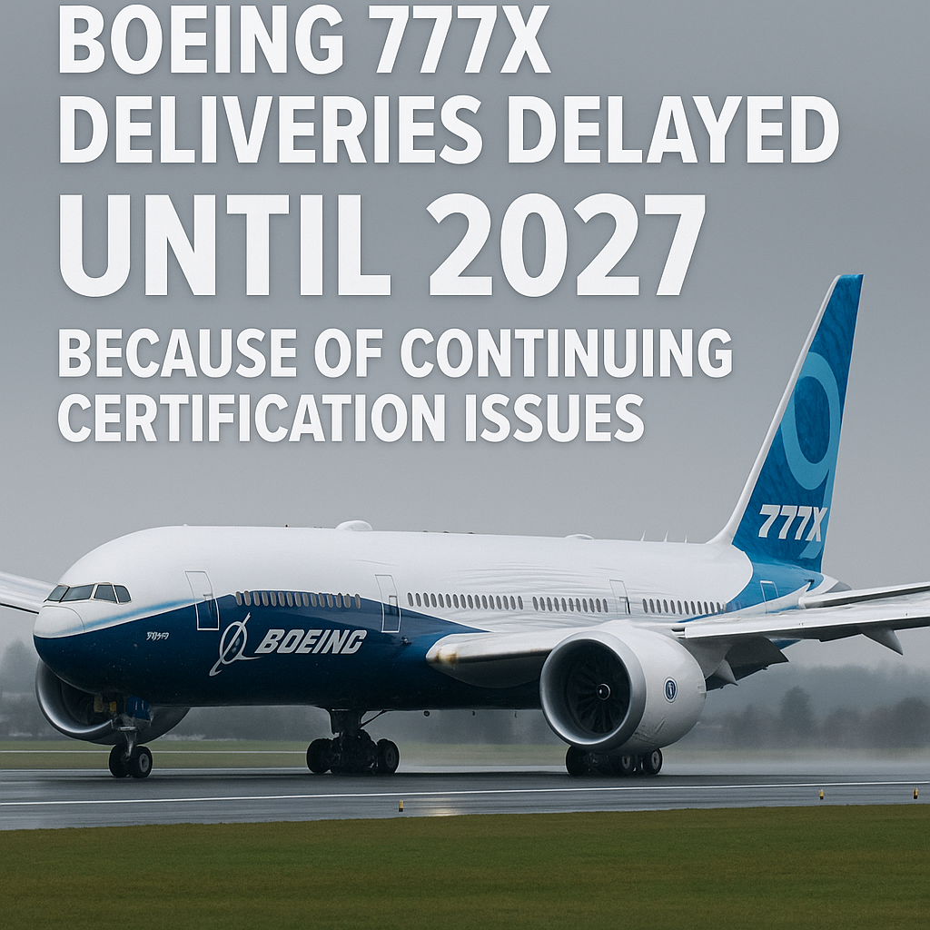 Boeing 777X Deliveries Delayed Until 2027 Because of Continuing Certification Issues