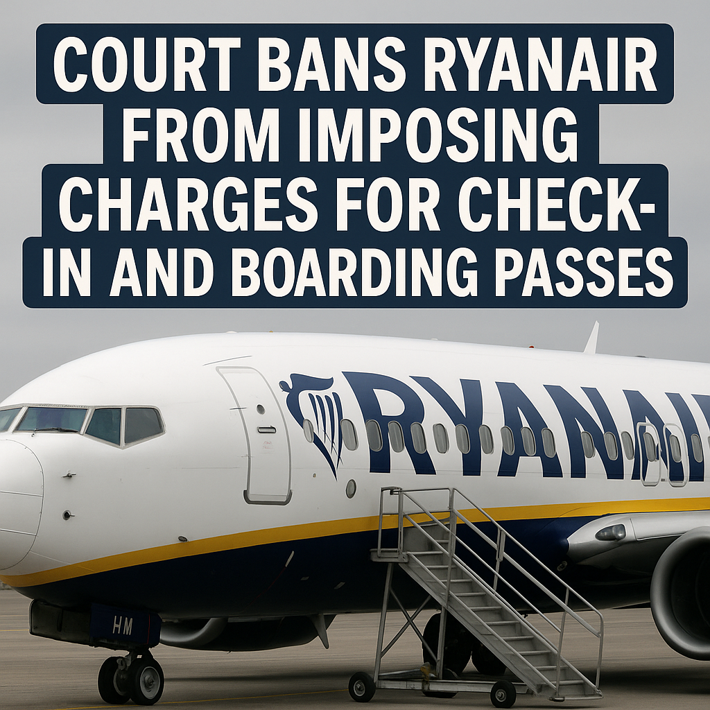 Court Bans Ryanair from Imposing Charges for Check-In and Boarding Passes