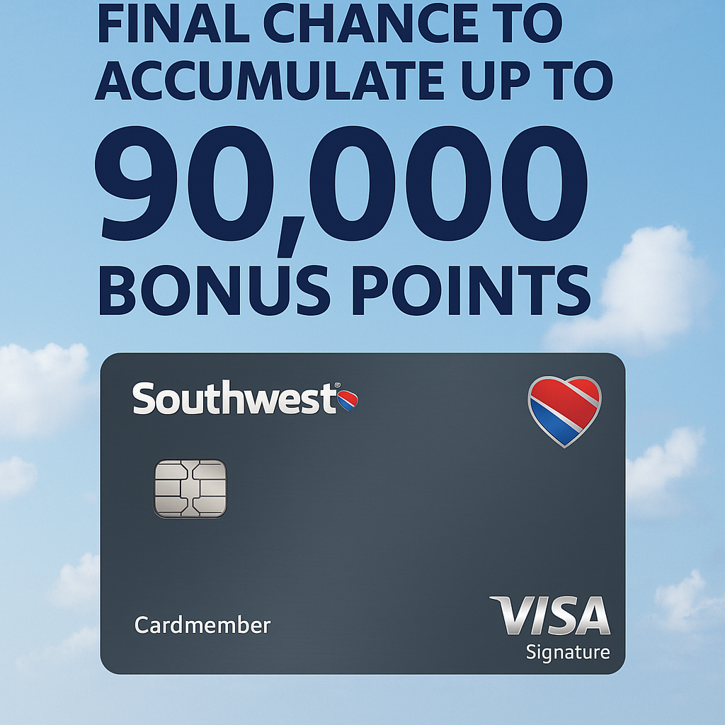 Final Chance to Accumulate Up to 90,000 Bonus Points with Southwest Credit Card Promotions