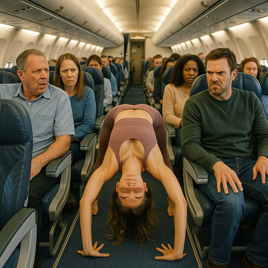 Influencer Transforms Airplane Aisle into Yoga Studio, Leading to Disturbance Among Travelers